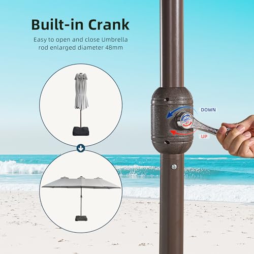 15Ft Patio Umbrella With Multicolor Solar Light