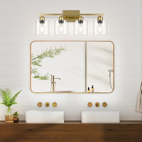 Modern Brushed Gold 4 Light Bathroom Light Fixtures