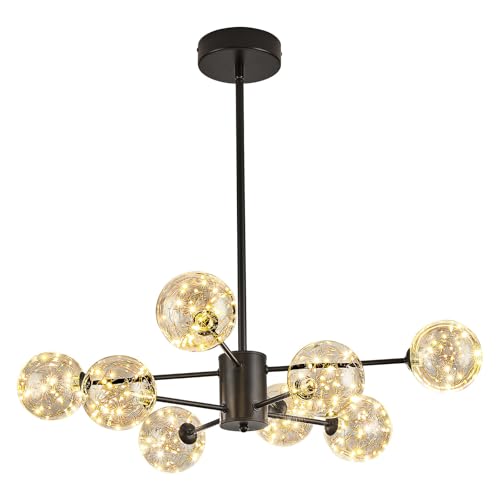 Modern Led Chandelier with Globe Glass