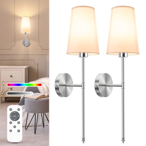 Brushed Nickel Battery Operated Wall Sconce Set of 2 (2 Count)