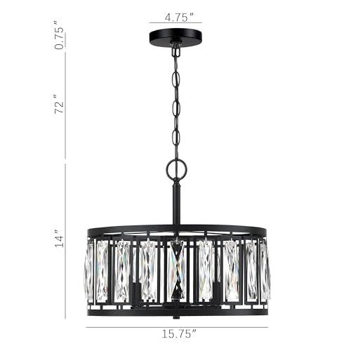 Modern Black Crystal Chandeliers for Dining Room