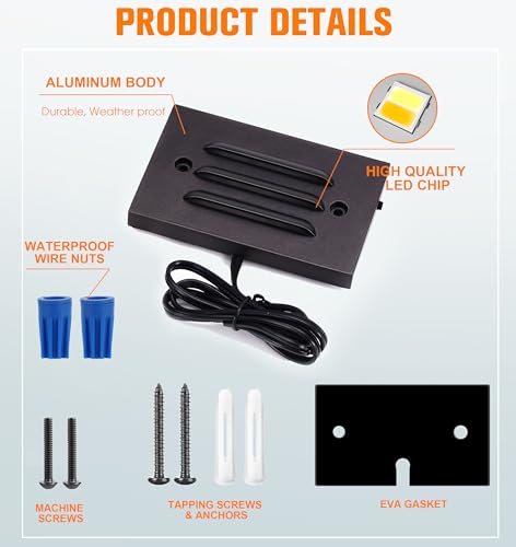 4 Inch 5CCT 12V 4W Low Voltage LED Step Light with Horizontal Louvered Faceplate for Steps Decks Stairs (6 Count)