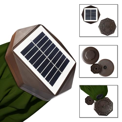 USA 10-Year-Non-Fading 9ft Market Patio Umbrella, Commercial Grade Table Sun Umbrella with 80 Solar LED Lights, Crank Open, Windproof & UPF 50+ UV Protection for Garden, Deck, Pool, Backyard, Fern