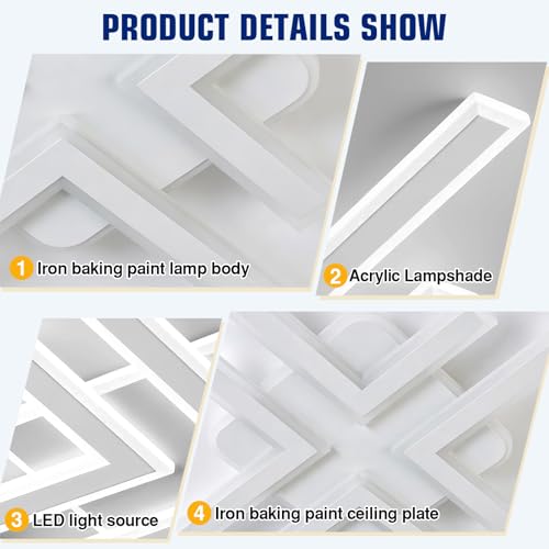 Modern LED Ceiling Lihgt with Remote Control Sputnik Flush Mount Ceiling Light Fixture 3 Color Dimmable White Chandelier for Kitchen Dining Room Living Room Bedroom