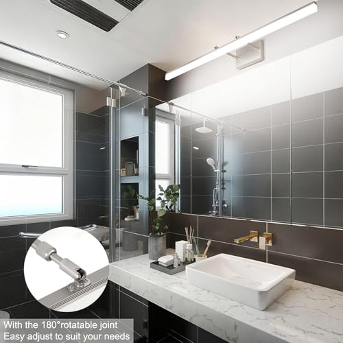 40 inch Modern Brushed Nickel Vanity Light Adjustable LED Bathroom Light Fixtures Over Mirror Rotatable Vanity Lighting 5500K
