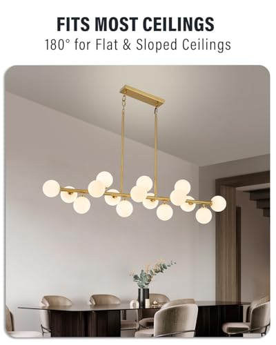 55" Long Brass Gold Chandeliers for Dining Room Kitchen Island