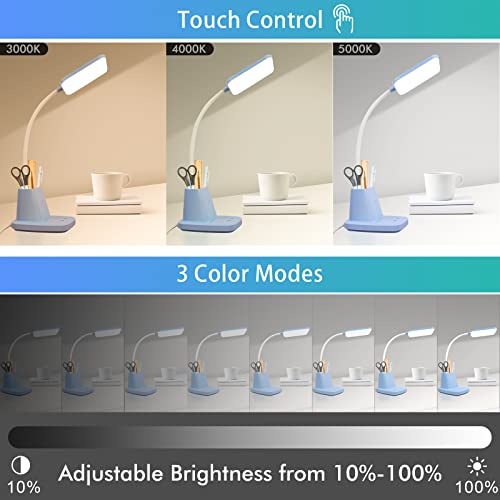 LED Desk Lamp with 10W Wireless Charging & Pen Holder