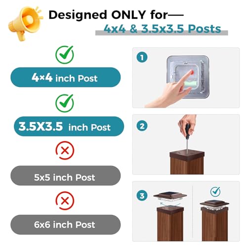 4x4 Solar Post Cap Lights Outdoor 2Pack (2 Count)
