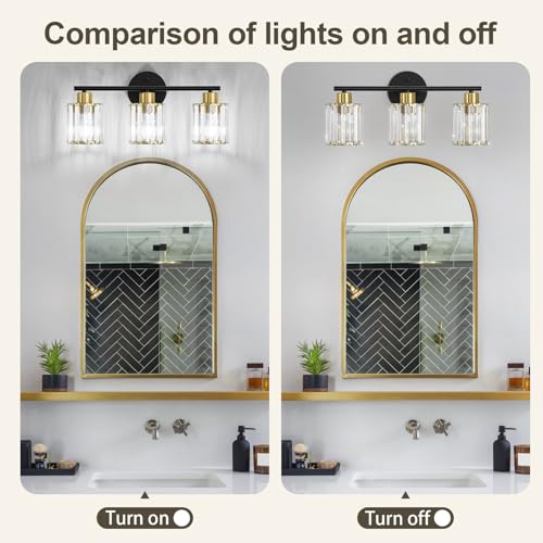 Modern Black Gold Crystal Bathroom Light Fixtures