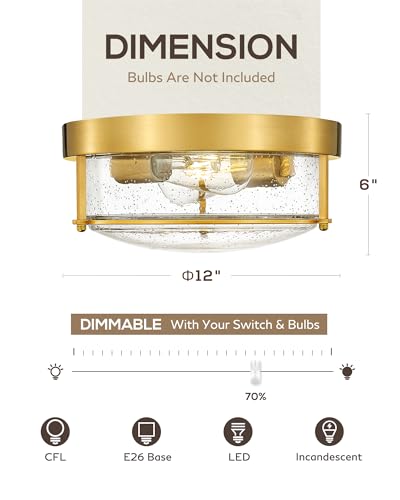 Brushed Gold Flush Mount Ceiling Light