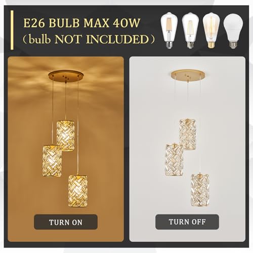 Gold Crystal Cluster Pendant Light