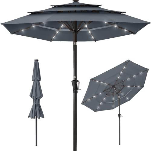 10ft 3 Tier Solar Patio Umbrella