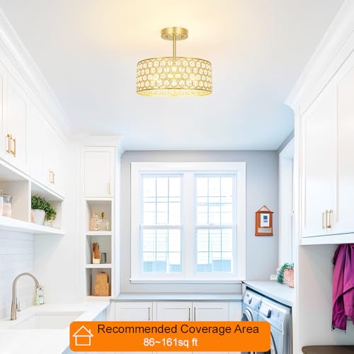 Gold Crystal Ceiling Light Fixture