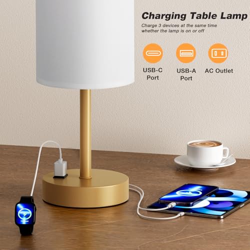 17.4" Gold Lamp for Bedroom