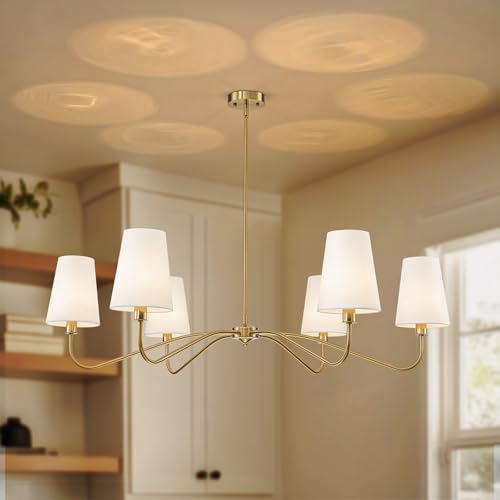 47'' Brushed Brass Chandelier with Shades