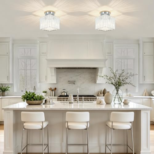 Modern Crystal Ceiling Light Fixture Chrome Hallway Entryway Light Fixtures