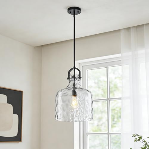 Oversized Hammered Glass Large Black Pendant Lights Kitchen Island Lighting