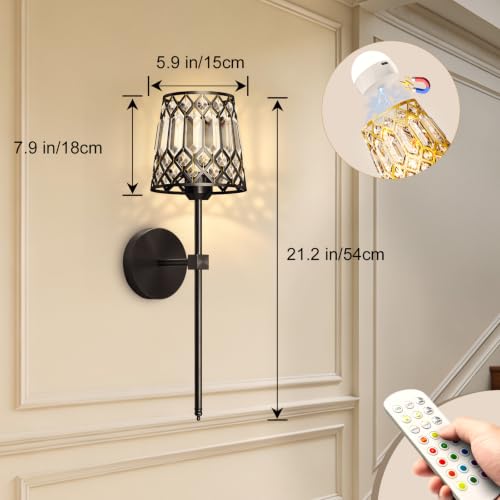 Black Battery Operated Wall Sconces Set of 2