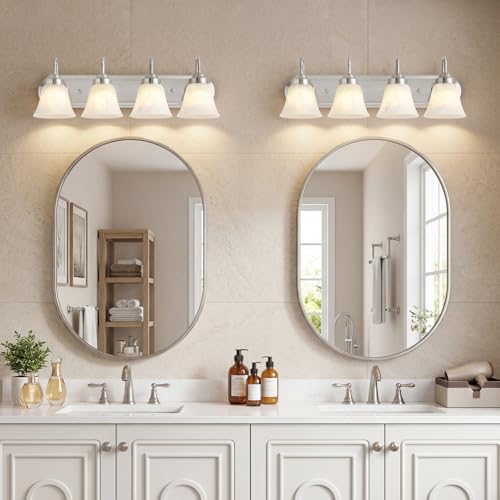 4 Light Brushed Nickel Vanity Light for Bathroom