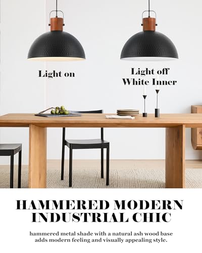 16 Inch Ash Wood Hammered Pendant Light Fixtures