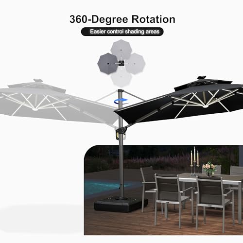 Cantilever Umbrella 12ft Solar LED Light Double Top (12 Feet)