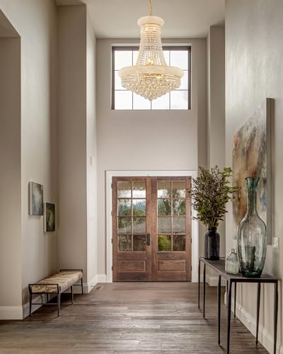 14 Lights Gold Finish Empire Crystal Chandelier Lighting for Dining Room Living Room Foyer Hallway Entryway