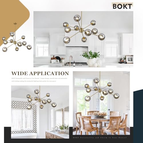 10 Lights Mid Century Modern Large Smoke Grey Sputnik Chandelier Brushed Gold Globe Sputnik Light Fixture Nordic Hanging Ball Chandelier Vintage Minimalist Brass Pendant Lights Kitchen Island