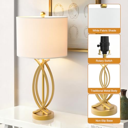 LORBAY HIGHTRY Gold Table Lamps for Bedroom Set of 2