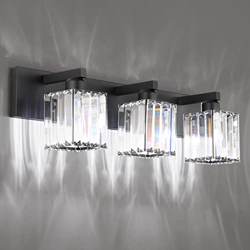 Black Vanity Light Bathroom Lighting Fixtures 3 Light Crystal Modern Bathroom Vanity Light
