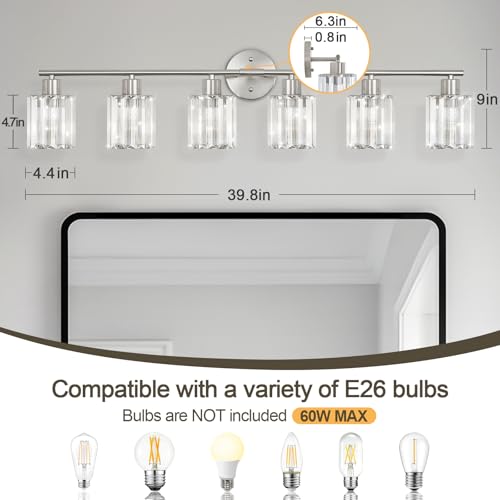 Modern Brushed Nickel Crystal Bathroom Light Fixtures