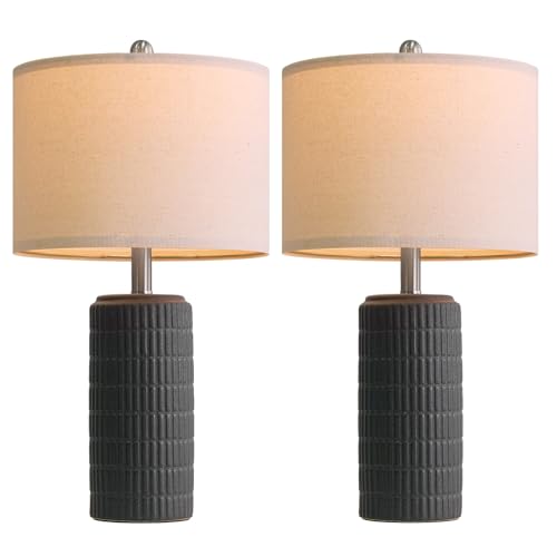 23" Matte Textured Ceramic Table Lamps Set of 2 for Bedroom (2 Count)