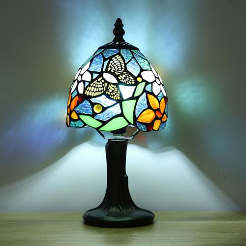 Tiffany Lamp Butterfly Stained Glass Bedside Nightstand Table Lamp