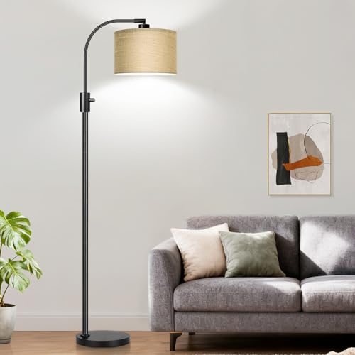 Upgraded Modern Arc Dimmable Tall Standing Floor Lamp with Champagne Shade