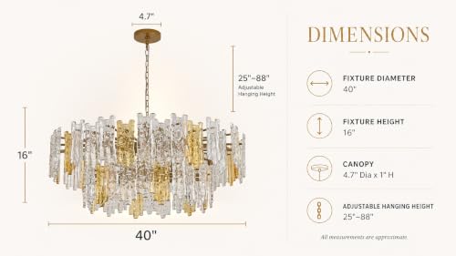 40" 12 Light Modern Art Ice Stick Crystal Chandelier