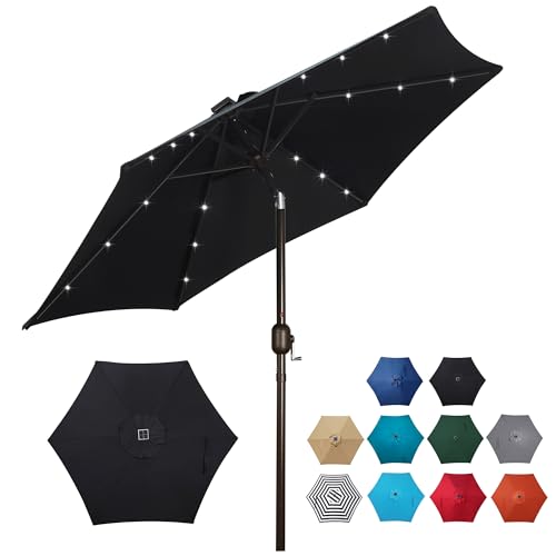7.5 ft Solar Umbrella 18 LED Lighted Patio Umbrella Table Market Umbrella
