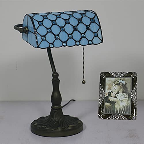 Tiffany Style Bankers Table Lamp Stained Glass Piano Desk Lamp Vintage Bedroom Bedside Lamp for Study