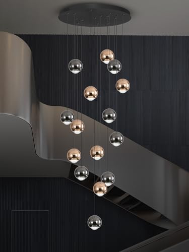 Chandeliers for Dining Room Flush Mount Dimmable Round Ceiling Light for Living Room 15 Lights Crystal Raindrop Chandelier D24''xH118''