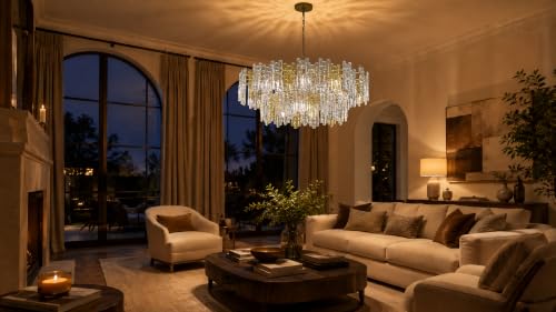 40" 12 Light Modern Art Ice Stick Crystal Chandelier