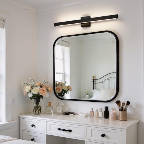 Modern Bathroom Vanity Light Black Bathroom Light Fixture Over Mirror 32 Inch 26W Dimmable 5CCT LED Vanity Light Bar for Bathroom Mirror Cabinets Bedroom