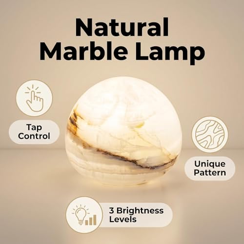 Natural Marble Lamp Cordless Touch Control Night Light 3