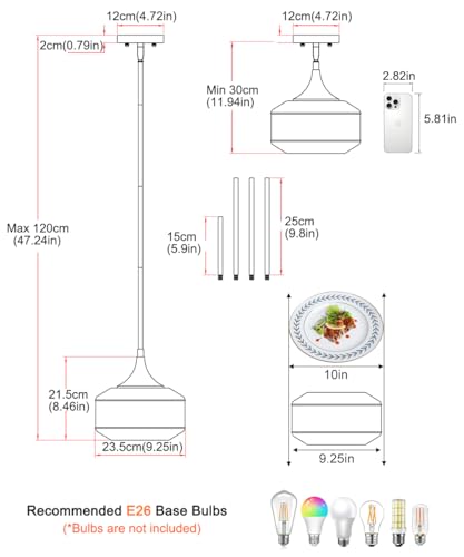 Brushed Nickel Pendant Light Adjustable Hanging Light for Kitchen Island