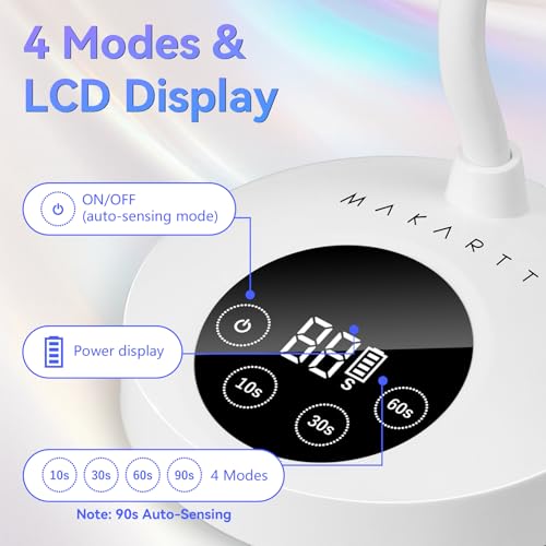 UV Nail Lamp for Gel Nails Polish Cordless Gooseneck 10s Flash Cure