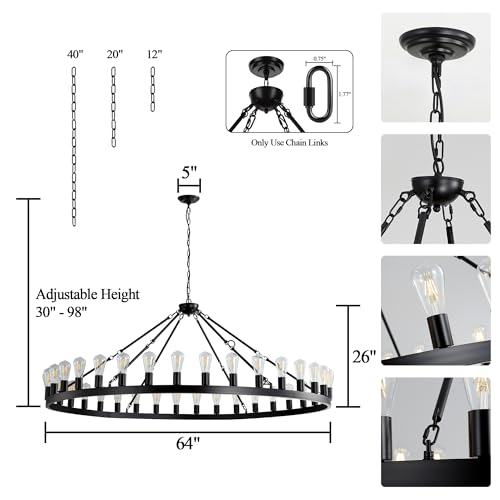 Black Wagon Wheel Chandelier