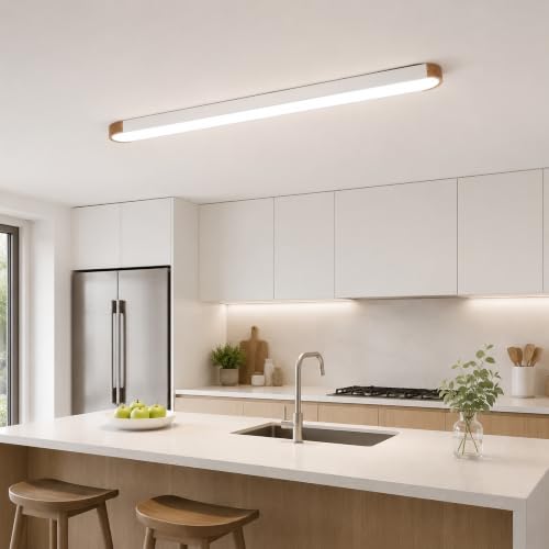 4FT Wood Flush Mount Ceiling Light