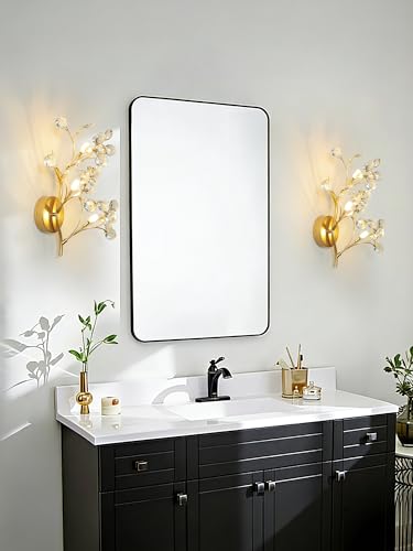 3 Light Gold Crystal Wall Sconce ModernVanity Light for Living Room BedroomHallway Bathroom Dressing Table (9 Count)