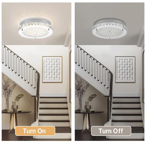 Crystal Ceiling Light Modern 13 Inch Dimmable Flush Mount Ceiling Light 18W