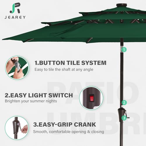 9 ft 3 Tier Outdoor LED Lighted Patio Umbrella w