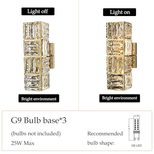 12 Inch Crystal Wall Sconce Gold Sconces Wall Lighting