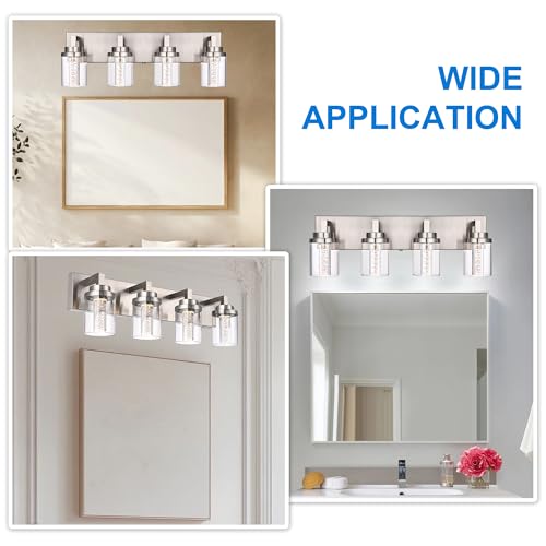 4 Light LED Bathroom Lighting Fixtures Brushed Nickel 3000K