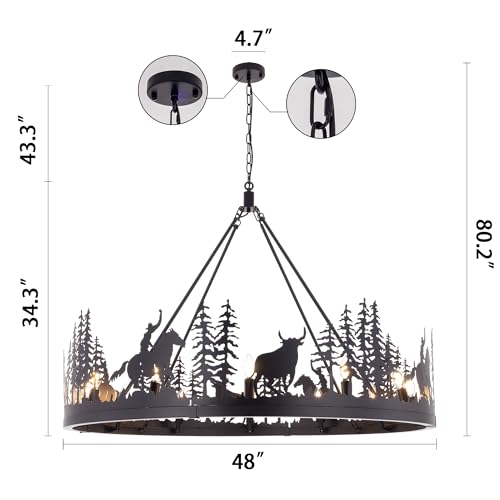 Black Rustic Wagon Wheel Chandelier (12 Count)